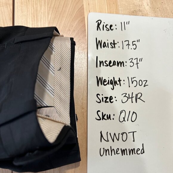 JB Britches Mens Black Wool Blend Dress Pants Waist Size 34R NWOT Unhemmed - Picture 9 of 9